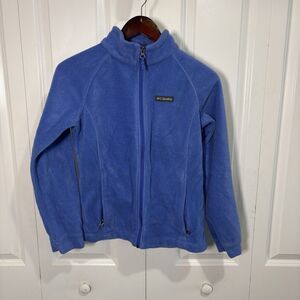 Columbia Fleece Jacket Womens L Blue Zip Front Outdoor Core Hiking Layer Fall